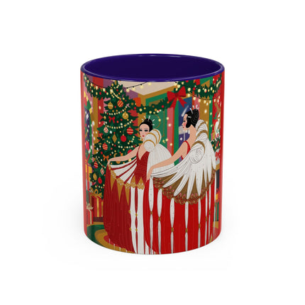 🎄💃 The Christmas Mirror Duet Colorful Mug – Art Deco Holiday Elegance