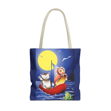 Children's Art Owl and Pussy Cat Tote Bag  (AOP)