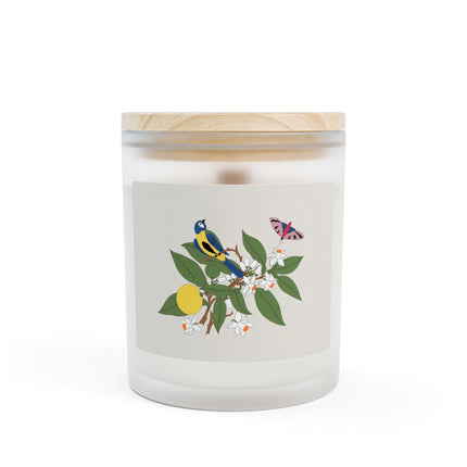 Blue Tit & Butterfly Frosted Glass Candle