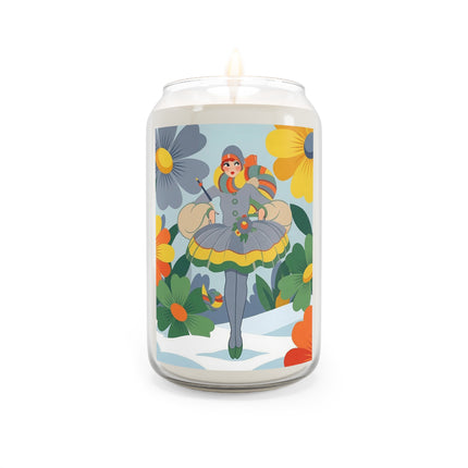 ❄️🌼 The Winter Flower Wanderer Scented Soy Candle – Colorful Art Deco Snow Fantasy