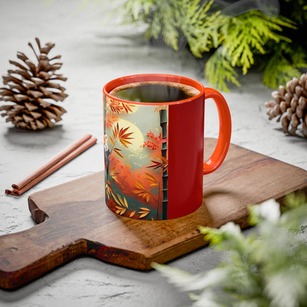 Red Panda at an Autumn Bamboo Grove Colorful Mugs (11oz, 15oz)