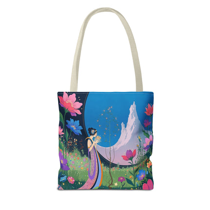 🌸🏔️ The Lady Of The Mountain Garden Tote Bag – Art Deco Floral Fantasy