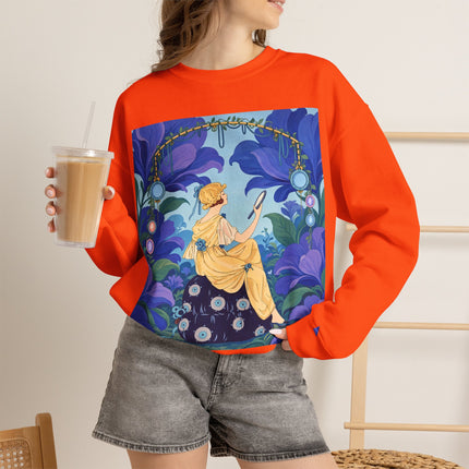 🪞🌺 The Enchanted Garden Mirror Crewneck Sweatshirt – Art Deco Fashion Whimsy