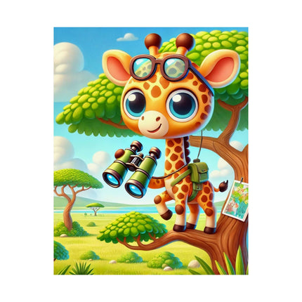 🦒🌿 Giraffe Lookout Matte Vertical Poster – Curiosity, Adventure & Joyful Discovery