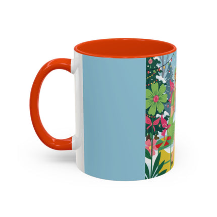☕🎄 Christmas Tea In The Snow Garden Colorful Mug – Art Deco Holiday Friendship