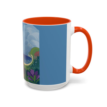 The Lady And The Sea Breeze Colorful Mugs – Art Deco Coastal Serenity
