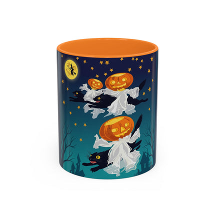 🐈‍⬛🎃 The Flying Black Cats Of Halloween Colorful Mug – Whimsical Storybook Charm