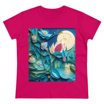 Ethereal Moonlit Lake Women's Midweight Cotton Tee