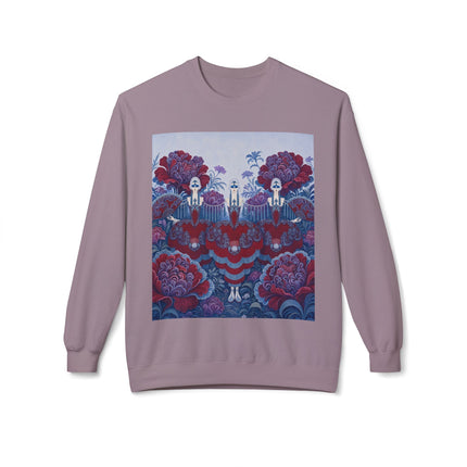 🎭🌺 The Enchanted Garden Masquerade Trio Midweight Crewneck Sweatshirt – Art Deco Floral Elegance