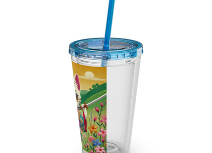 Samurai Kitten Sunsplash Tumbler with Straw, 16oz