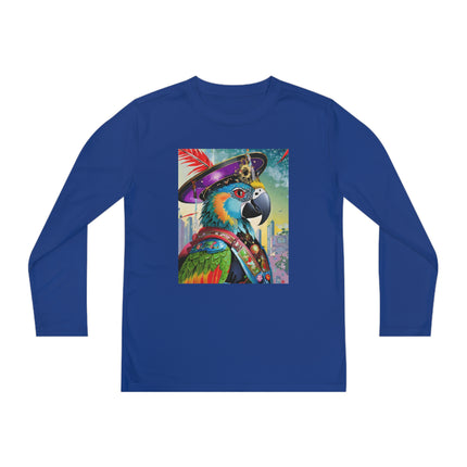 Tech Plumes Youth Long Sleeve Competitor Tee – Neon Wings & Cyberpunk Adventure