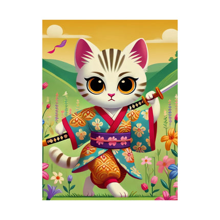 ⚔️🐱 Samurai Kitten Matte Vertical Poster – Courage, Honor & Whimsical Adventure