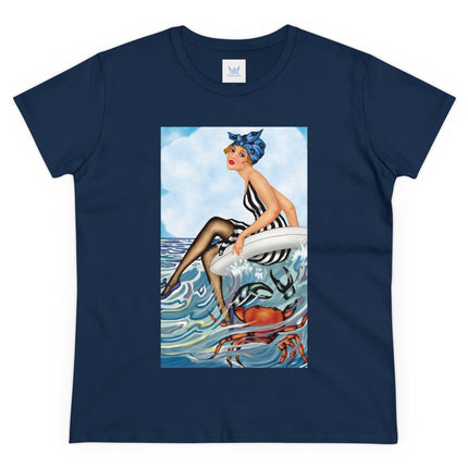 Playful Waves and Fashion Follies Women's Midweight Cotton Tee