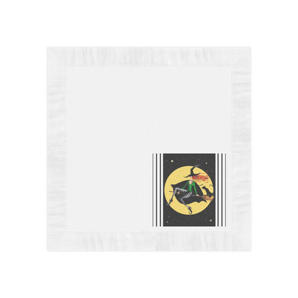 A Witch’s Moonlit Flight White Coined Napkins