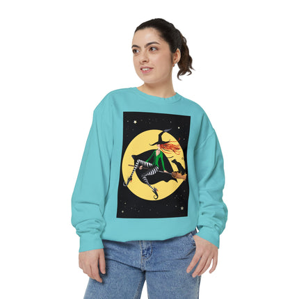A Witch’s Moonlit Flight Unisex Garment-Dyed Sweatshirt
