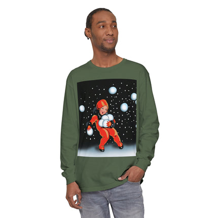 Festive Snowball Unisex Garment-dyed Long Sleeve T-Shirt