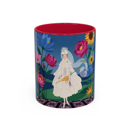 The Lady Of The Golden Parasol Colorful Mugs – Art Deco Botanical Elegance