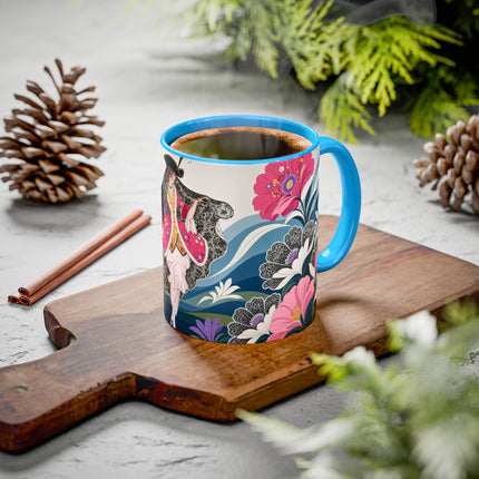 🌸🎀 The Pink Lace Garden Promenade Colorful Mug – Art Deco Fashion Elegance