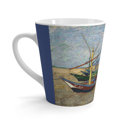 Fishing Boats on the Beach at Saintes-Maries by Vincent Van Gogh Latte Mug