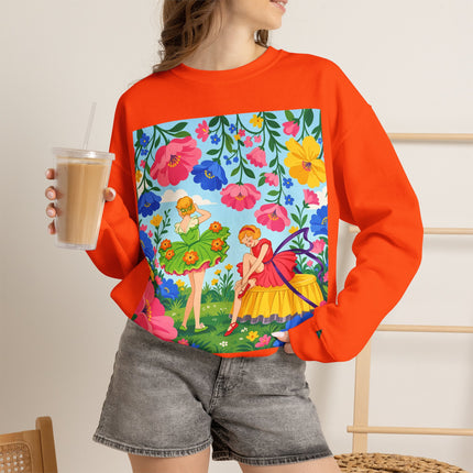 🌸🧚 The Fairies In The Flower Garden Crewneck Sweatshirt – Art Deco Floral Whimsy