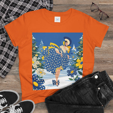 ❄️💙 The Bluebell Christmas Promenade Cotton Tee – Art Deco Holiday Elegance