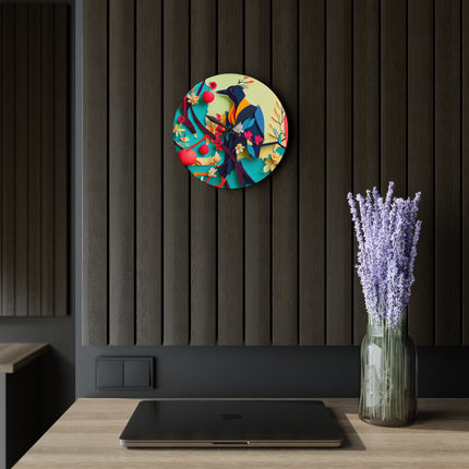 Curious Crow Acrylic Wall Clock, Round and Square