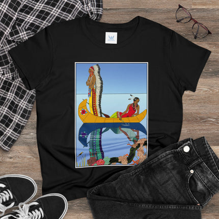 Le long du Missouri (Indian couple in a canoe on the Missouri River) by George Barbier Women's Midweight Cotton Tee