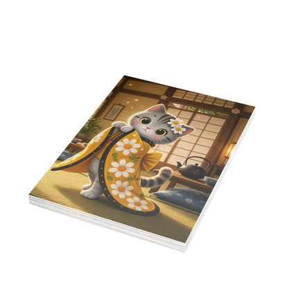 🐱🌼 The Daisy Kimono Kitten Greeting Card – Whimsical Garden Charm