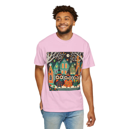 Night of the Trick-or-Treating Owlets Unisex Garment-Dyed T-shirt