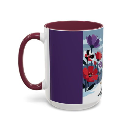 🎿❄️ The Winter Flower Skier Colorful Mug – Art Deco Alpine Fantasy