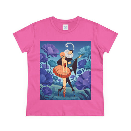🎭🌺 The Garden Duet Cotton Tee – Art Deco Musical Whimsy