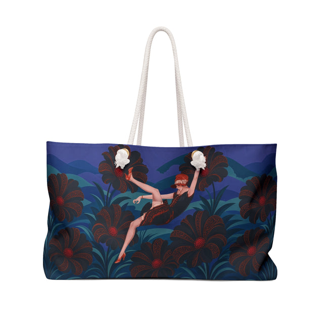 🖤🌺 The Midnight Floral Acrobat Weekender Bag – Art Deco Fashion Whimsy