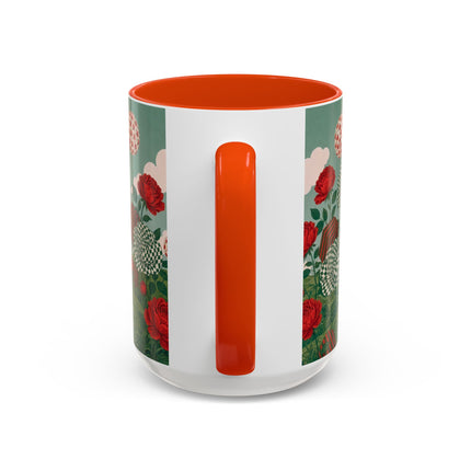 🌹💚 The Scarlet Rose Checkerboard Garden Colorful Mug – Art Deco Floral Whimsy