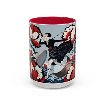 ❤️🌺 The Scarlet Blossom Dancer Colorful Mug – Art Deco Fashion Whimsy