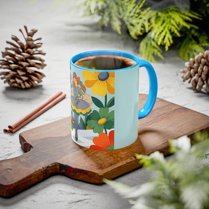 ❄️🌼 The Winter Flower Wanderer Colorful Mug – Colorful Art Deco Snow Fantasy