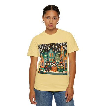 Night of the Trick-or-Treating Owlets Unisex Garment-Dyed T-shirt