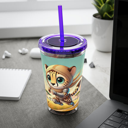 Swift Cheetah Sunsplash Tumbler with Straw, 16oz