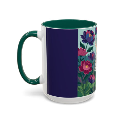 The Lady Of The Lotus Garden Colorful Mugs – Art Deco Botanical Elegance