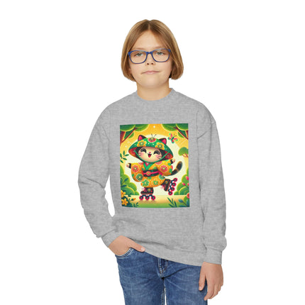 Firefly Dance on Wheels Youth Crewneck Sweatshirt – Motion, Magic & Playful Energy