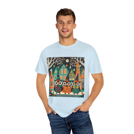 Night of the Trick-or-Treating Owlets Unisex Garment-Dyed T-shirt
