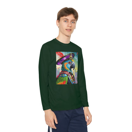 Tech Plumes Youth Long Sleeve Competitor Tee – Neon Wings & Cyberpunk Adventure