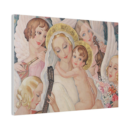 Madonna with Child and Musical Angels – 1935 Art Deco Painting by Gerda Wegener