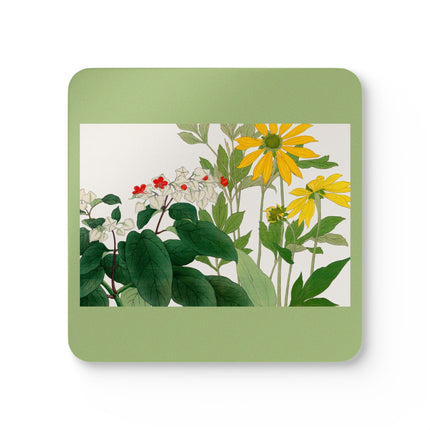 Clerodendrum & Rudbeckia by Tanigami Kônan Corkwood Coaster Set