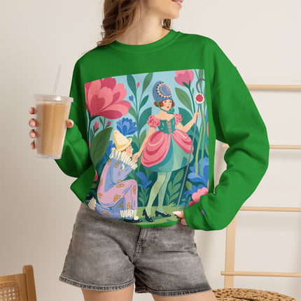 🌸🎭 The Garden Masquerade Crewneck Sweatshirt – Art Deco Floral Whimsy