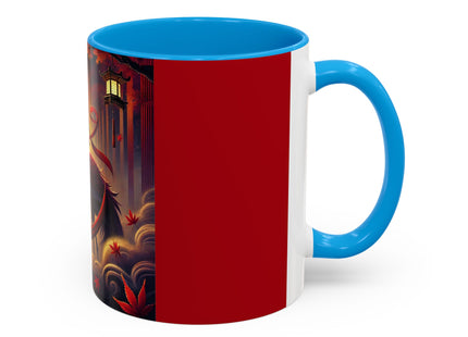 Regal Crimson Crane in the Autumn Mist Colorful Mugs (11oz, 15oz)