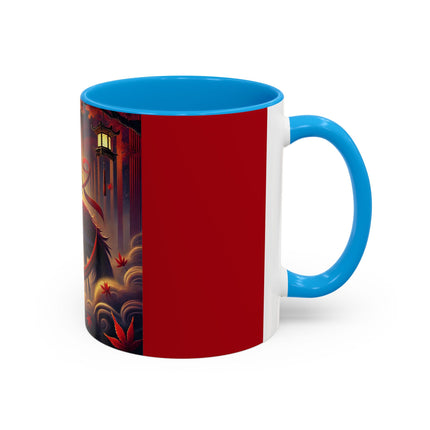 Regal Crimson Crane in the Autumn Mist Colorful Mugs (11oz, 15oz)