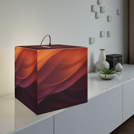 Wave Pattern with Intertwined Hues of Orange, Rose, Maroon, and Purple Light Cube Lamp
