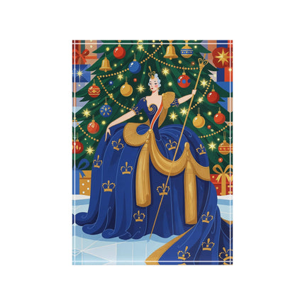 👑🎄 The Christmas Queen Of Golden Bells Acrylic Art Block – Art Deco Holiday Elegance