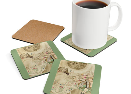 Sur talons rouges (On Red Heels) pl 01 by Gerda Wegener Corkwood Coaster Set