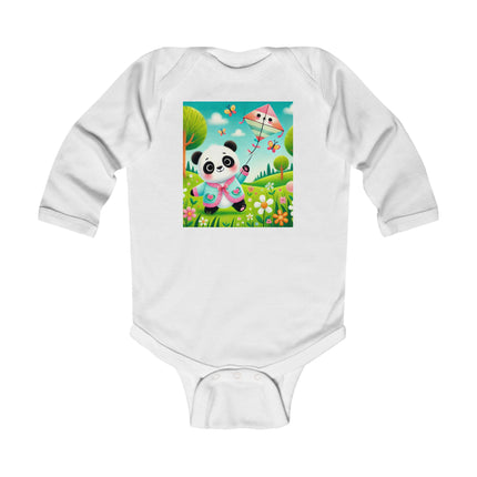 Breezy Meadow Playtime Baby Long Sleeve Bodysuit – Panda Kite Spring Design